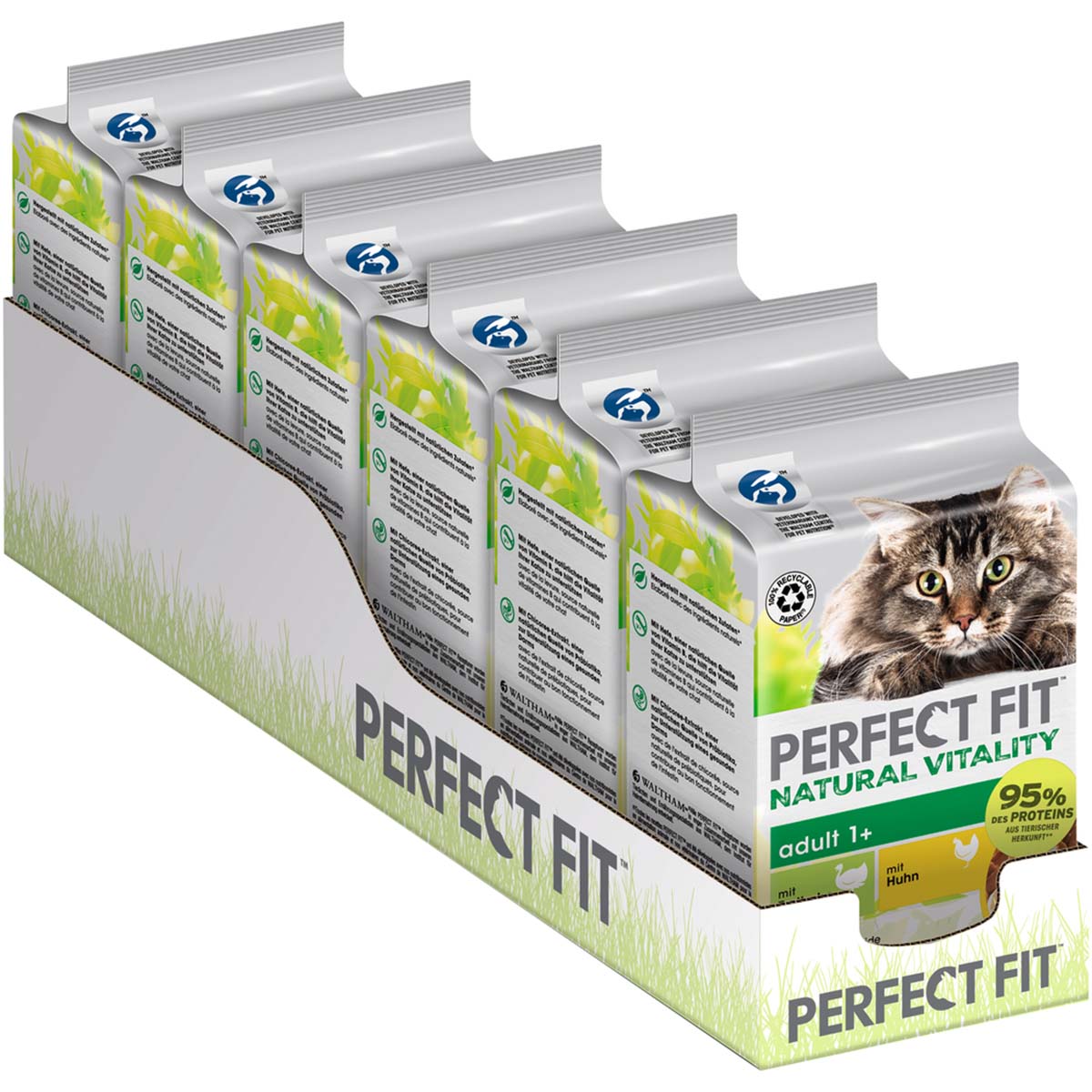 Levně Krmivo pro kočky PERFECT FIT Natural Vitality Adult 1+ krocan a kuře 36 × 50 g