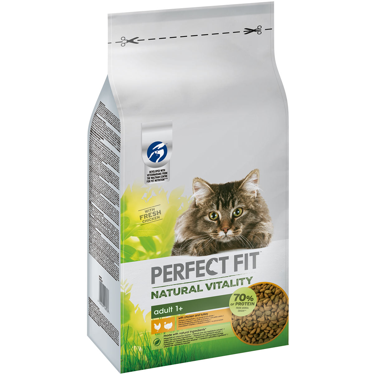 Levně PERFECT FIT™ Natural Vitality Adult 1+ krmivo pro kočky s kuřecím a krocaním masem 6 kg
