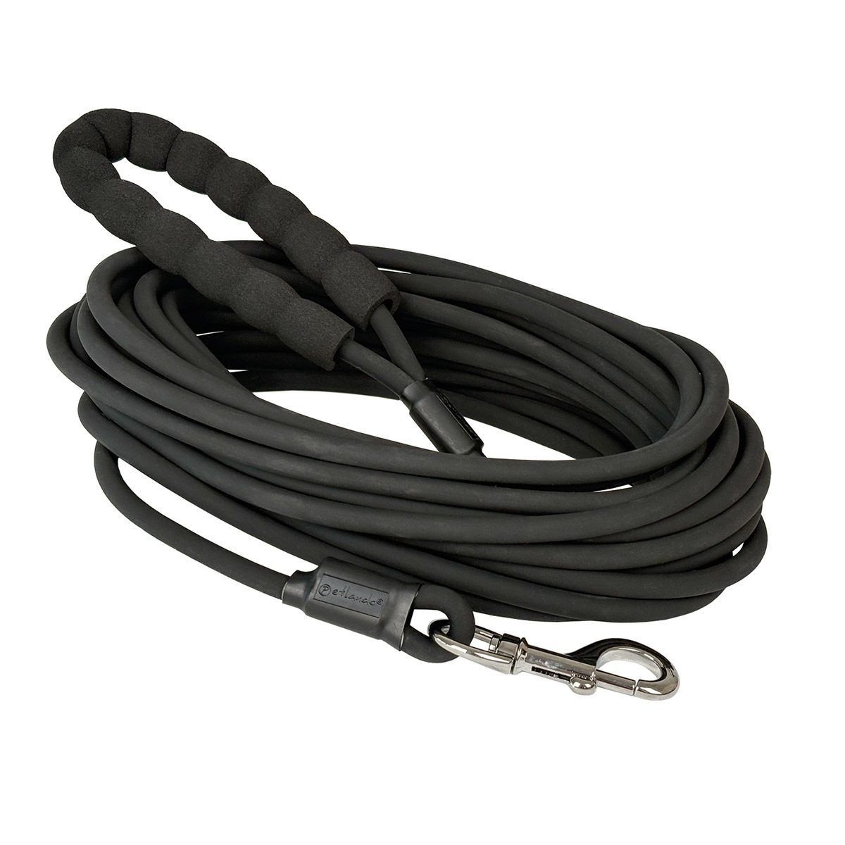 Petlando Trekking Leine rund mit Griff schwarz 10 m