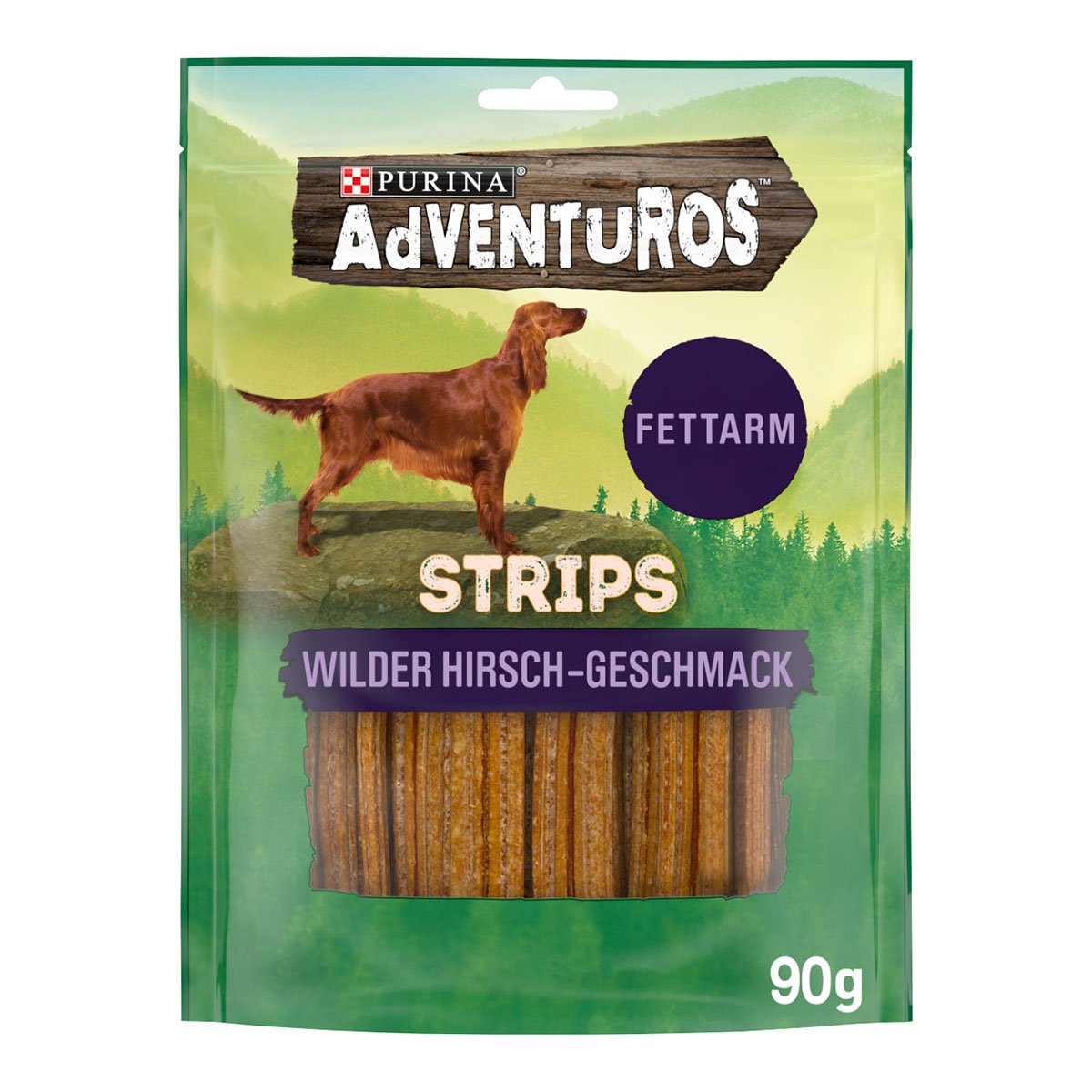 Levně Purina AdVENTuROS Strips, nízkotučné pamlsky pro psy s jelení příchutí 3 × 90 g