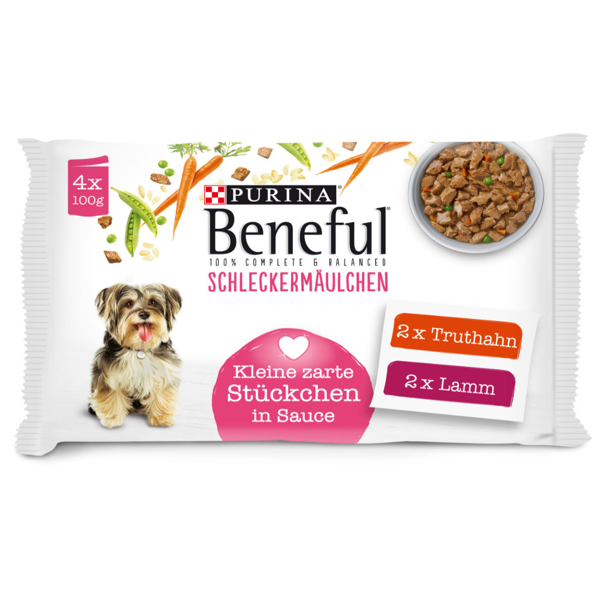 PURINA BENEFUL Mlsný jazýček, lahodné jehněčí a chutný krocan 10× 4 × 100 g