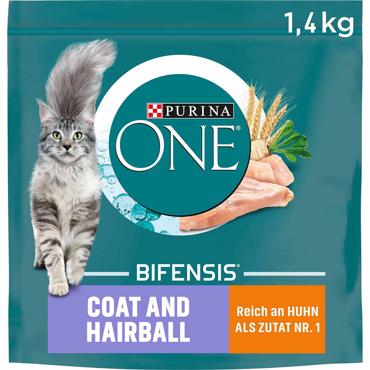 Levně PURINA ONE BIFENSIS COAT & HAIRBALL kuře, 1,4 kg