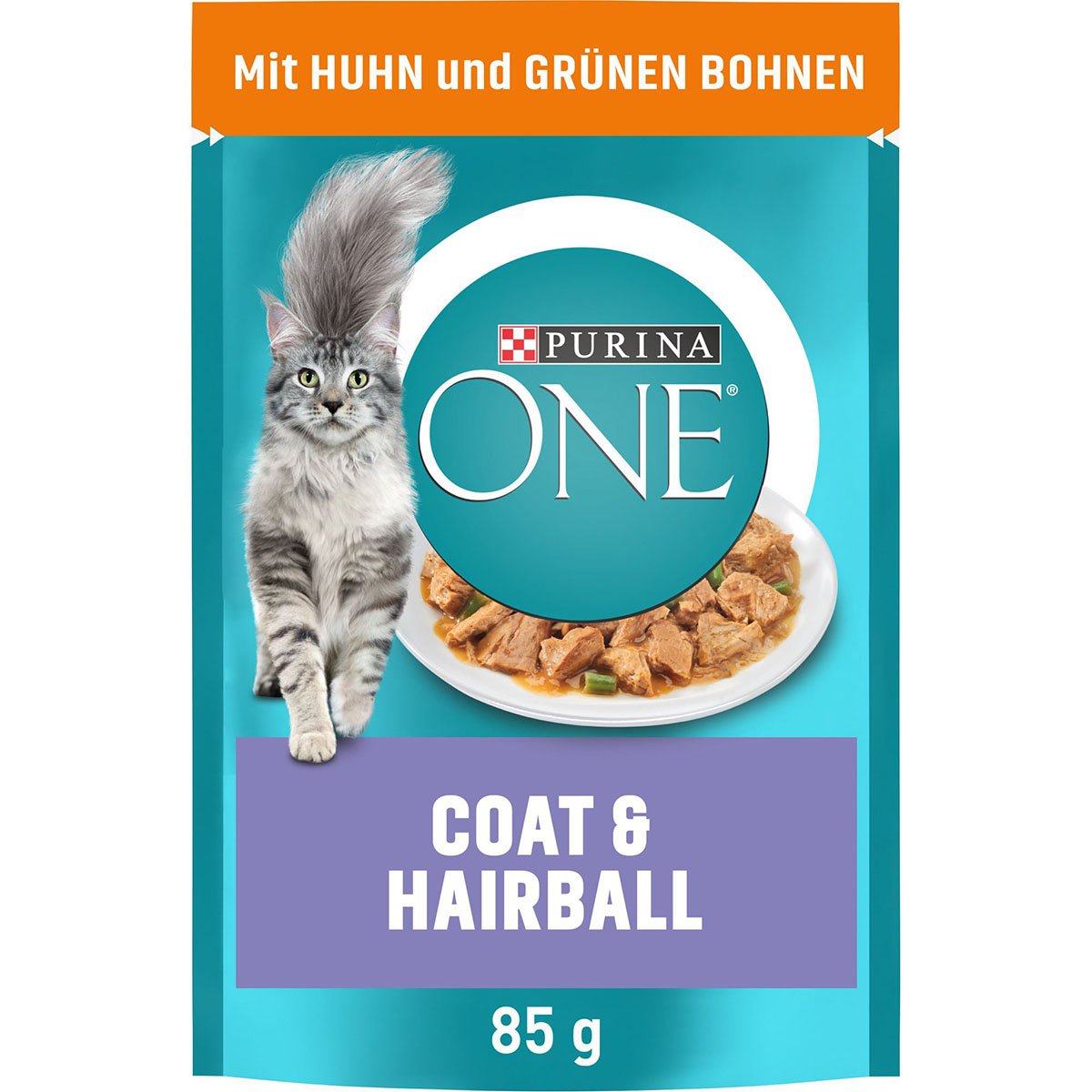 Purina ONE Coat & Hairball s kuřecím masem a zelenými fazolkami 24 × 85 g