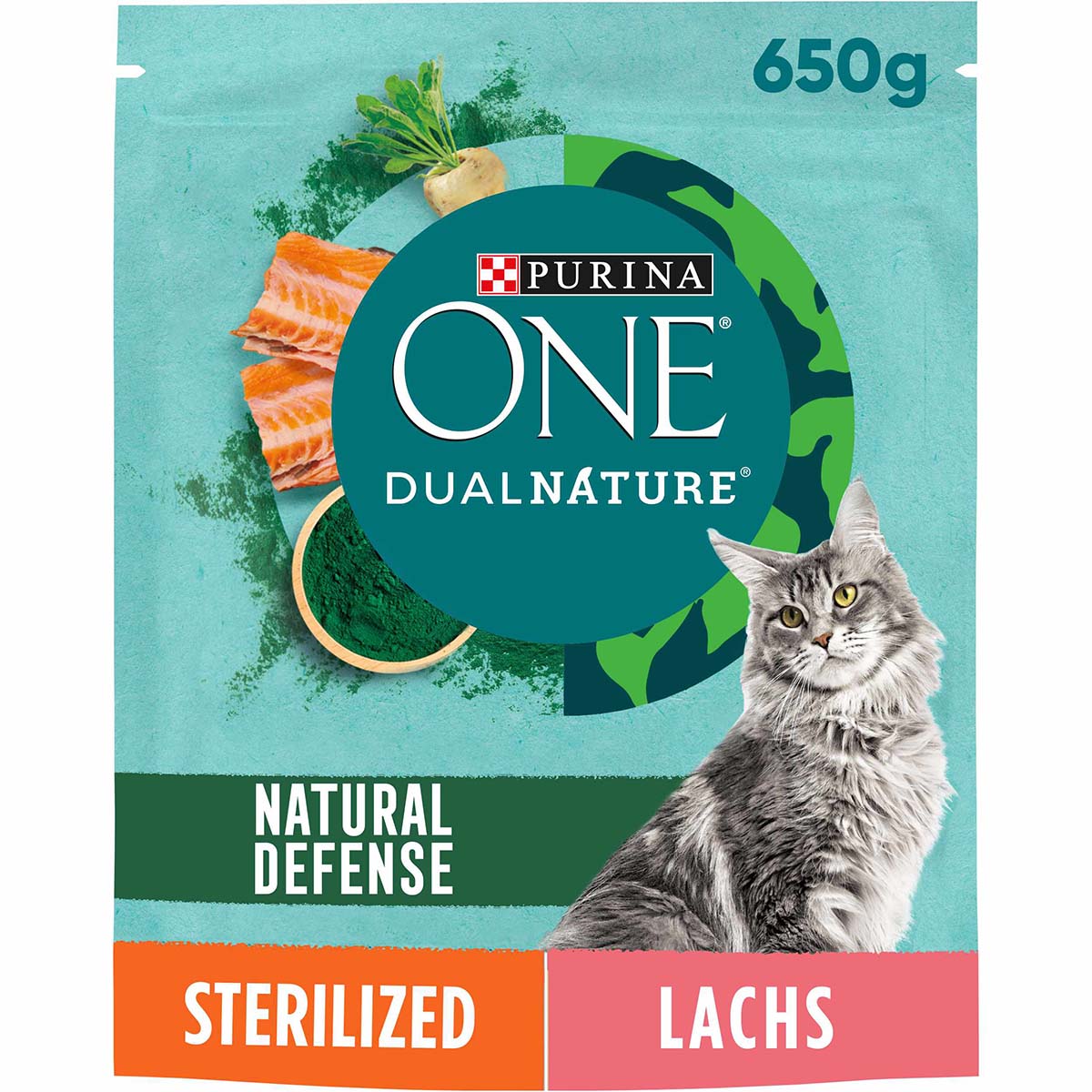 Levně PURINA ONE Dual Nature pro kastrované kočky, losos se spirulinou, 650 g