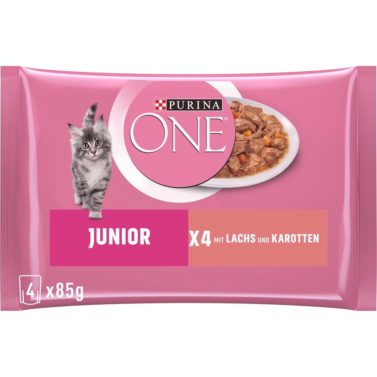 PURINA ONE JUNIOR krmivo pro koťata v kapsičce s omáčkou s lososem 12× 4× 85 g