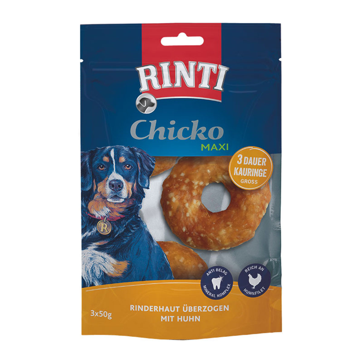 Levně RINTI Chicko Maxi žvýkací kroužek, velký 3× 50 g