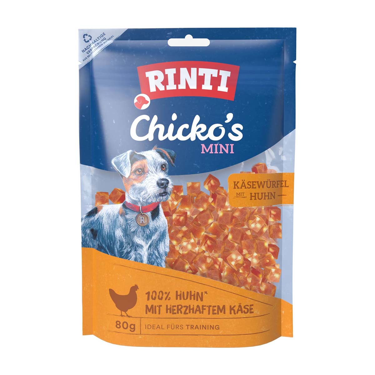 RINTI Chicko Mini Käsewürfel Huhn 80g
