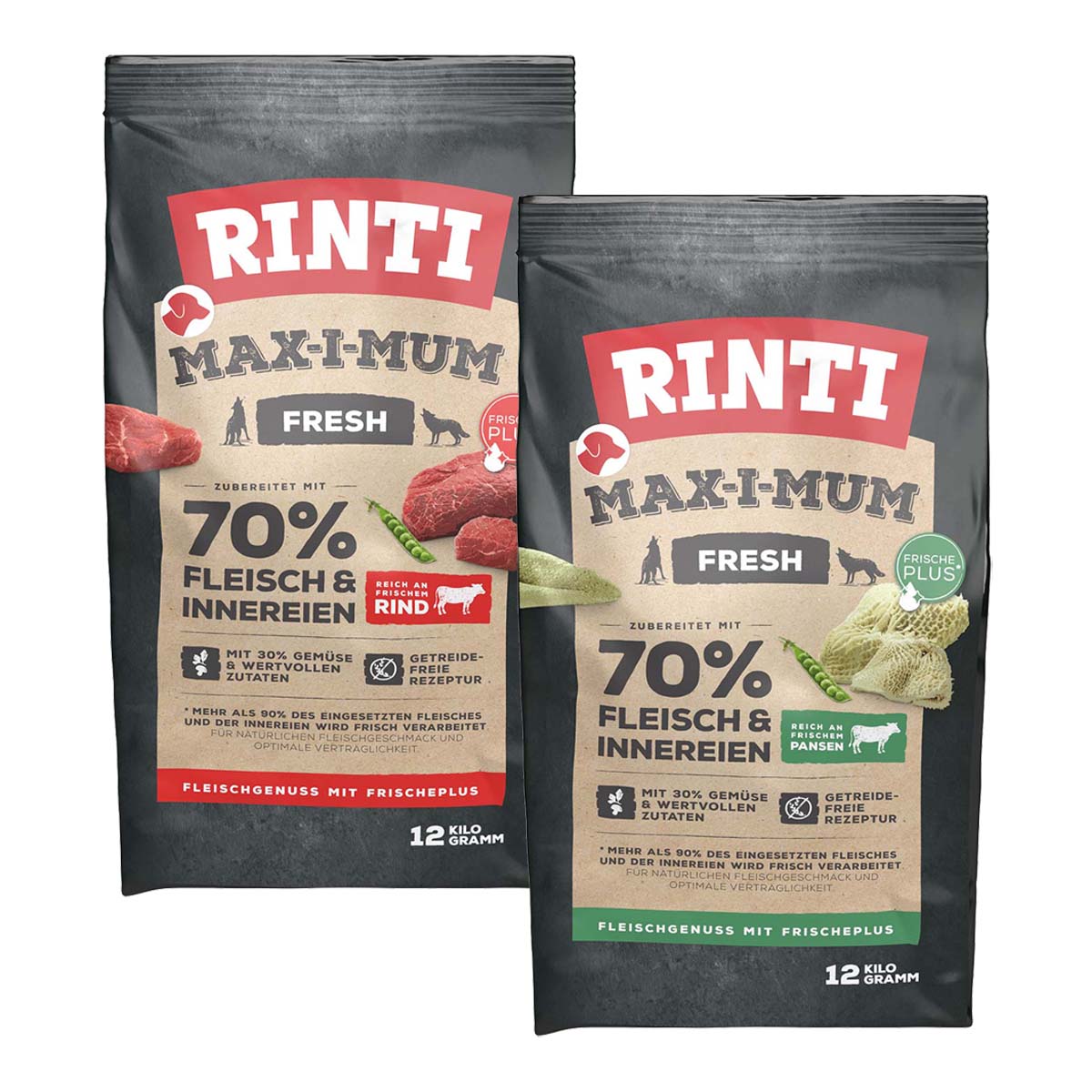 Rinti Max-i-Mum variace chutí s hovězím masem a dršťkami 2x12kg