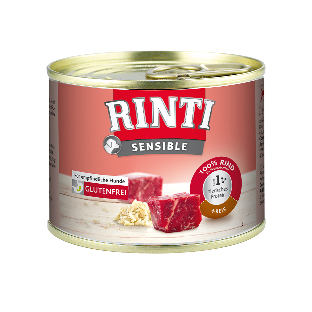 Rinti Sensible s hovězím masem a rýží 12 × 185 g