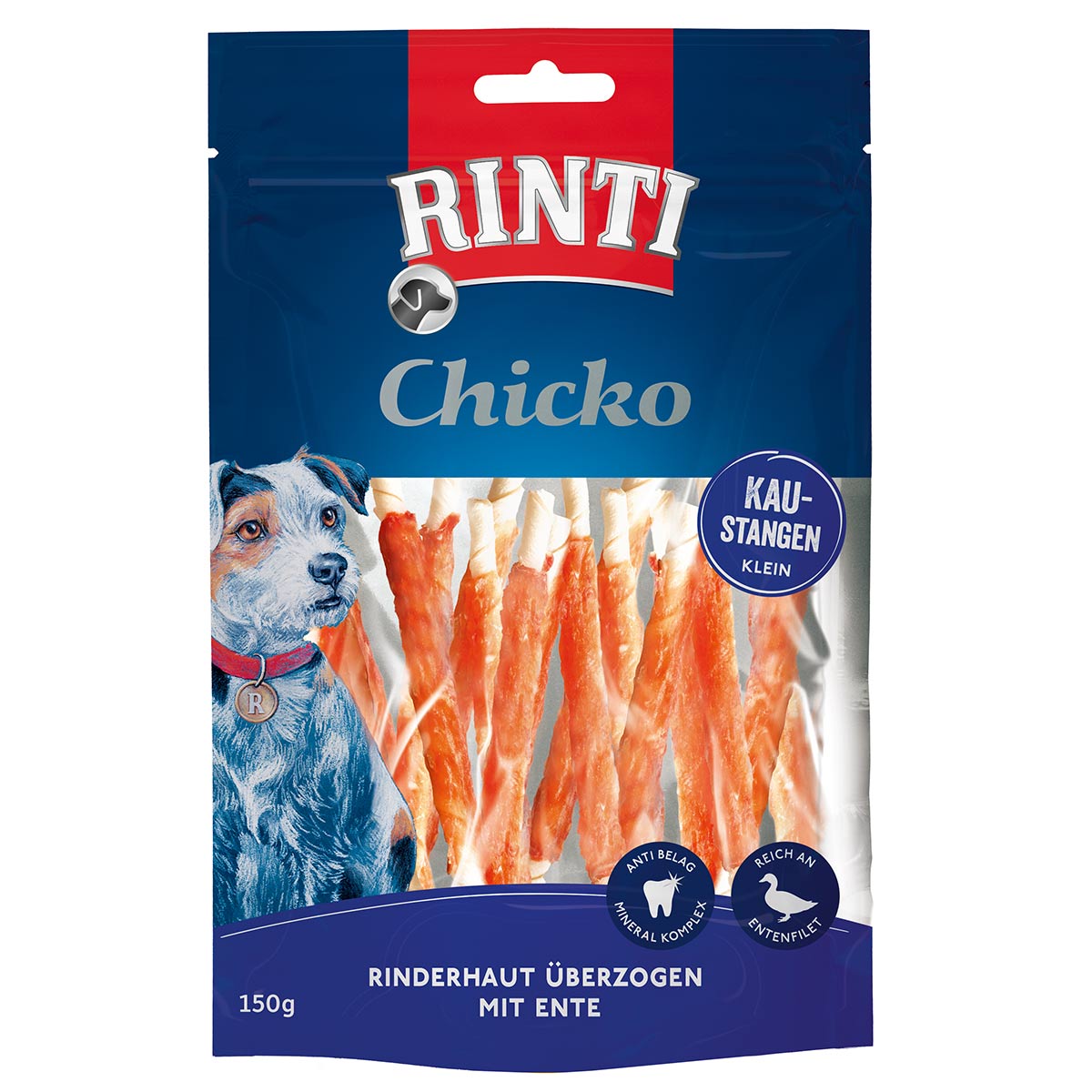 Rinti Chicko žvýkací tyčinky s kachním masem, Small, 150 g