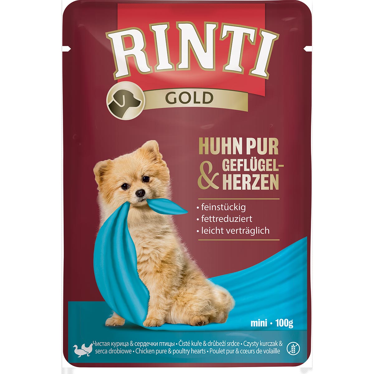 RINTI Gold kuře a drůbeží srdce 10 × 100 g