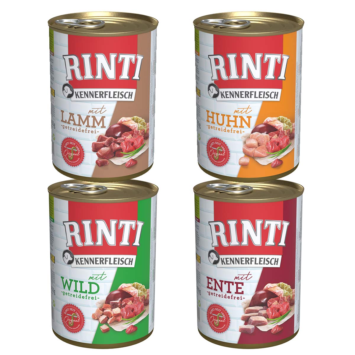 Rinti Kennerfleisch Mix jehněčího, kuřecího, kachního masa a zvěřiny, 24× 400 g