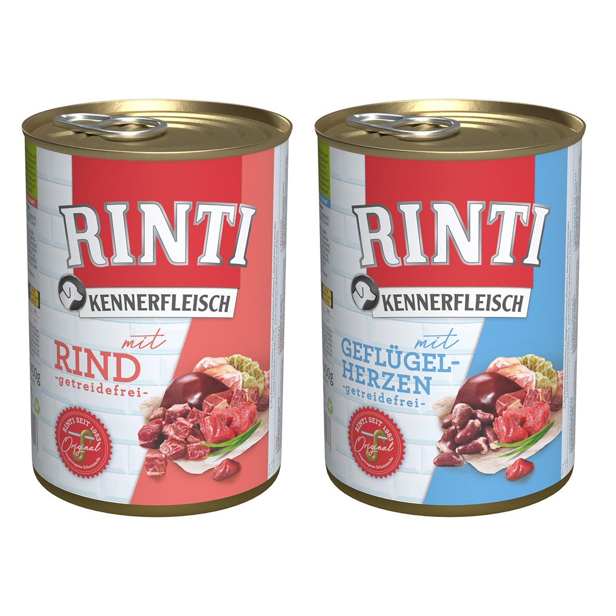 Rinti Kennerfleisch Mix hovězí s drůbežími srdíčky, 24× 400 g