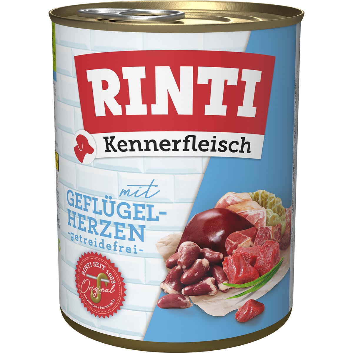 Levně Rinti Kennerfleisch s drůbežími srdíčky 12 × 800 g