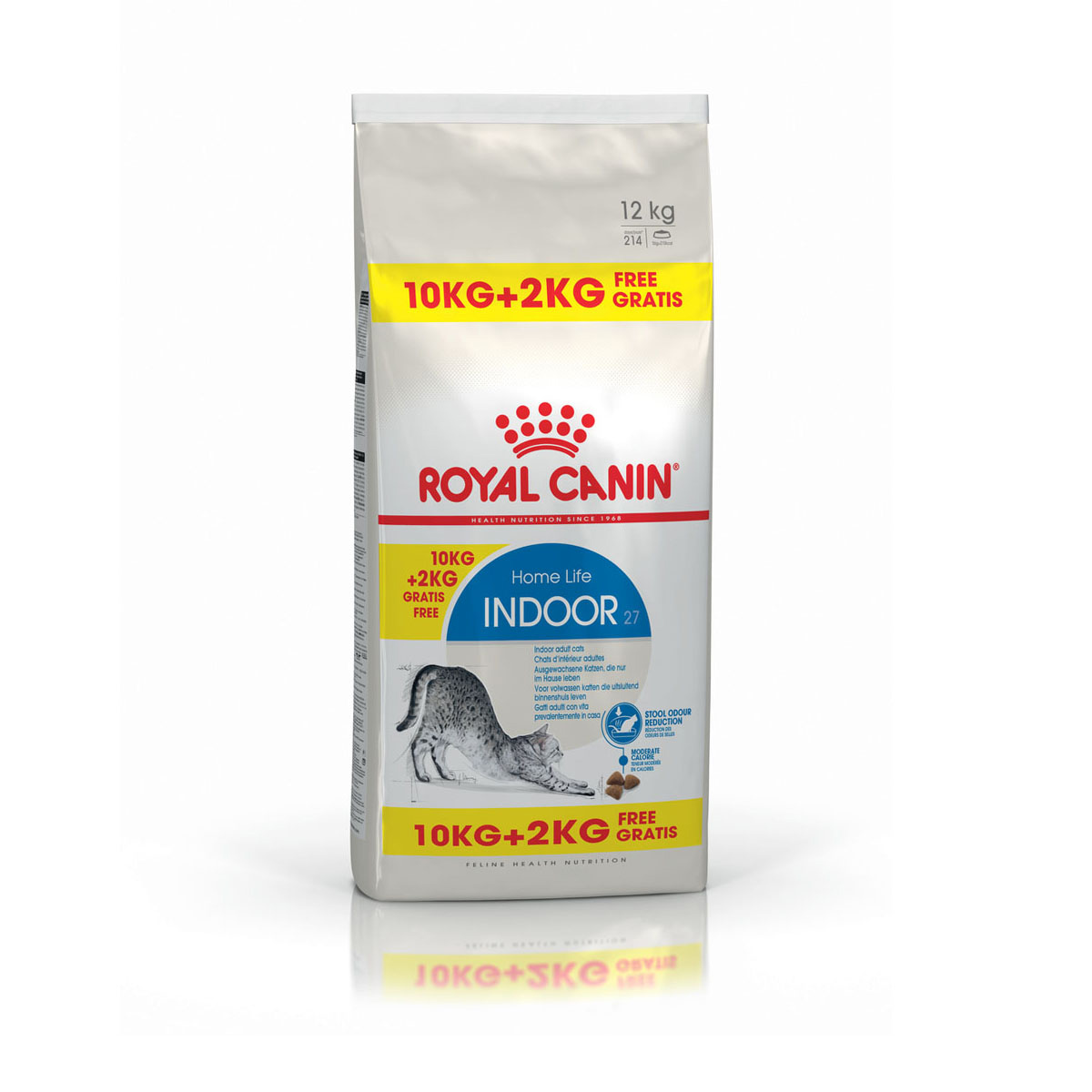 ROYAL CANIN INDOOR 27 Trockenfutter für Wohnungskatzen 10kg+2kg gratis