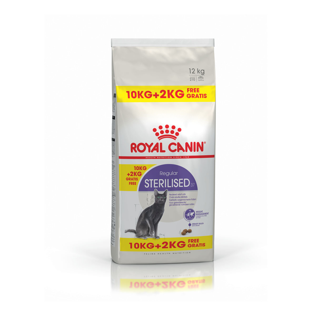 Levně ROYAL CANIN STERILISED granule pro kastrované kočky 10 kg + 2 kg zdarma