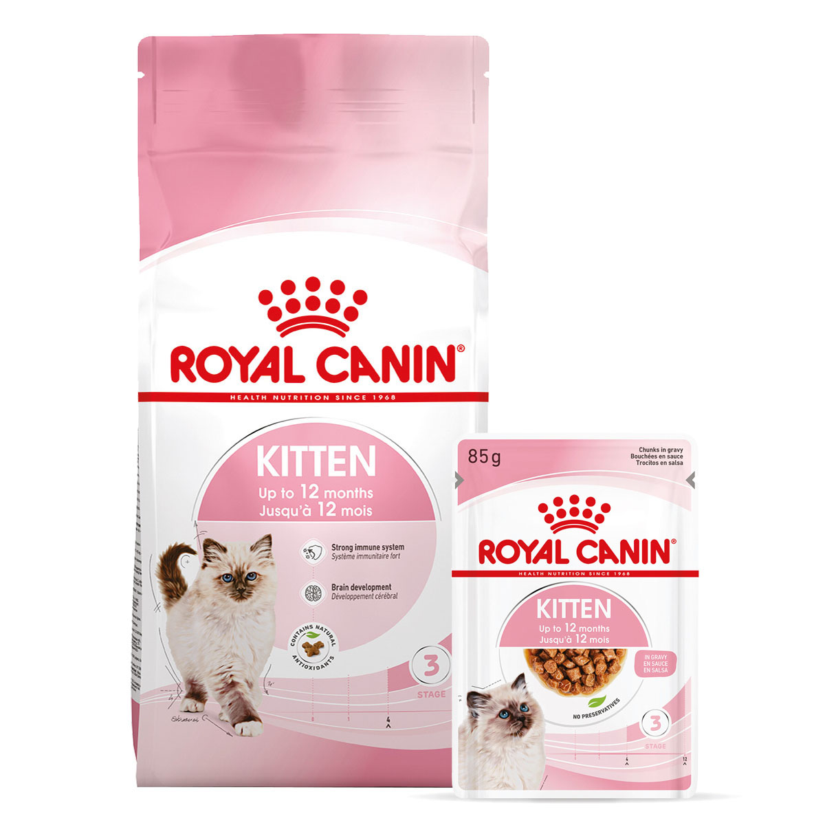 ROYAL CANIN KITTEN Trockenfutter 2kg + Nassfutter in Soße 12x85g