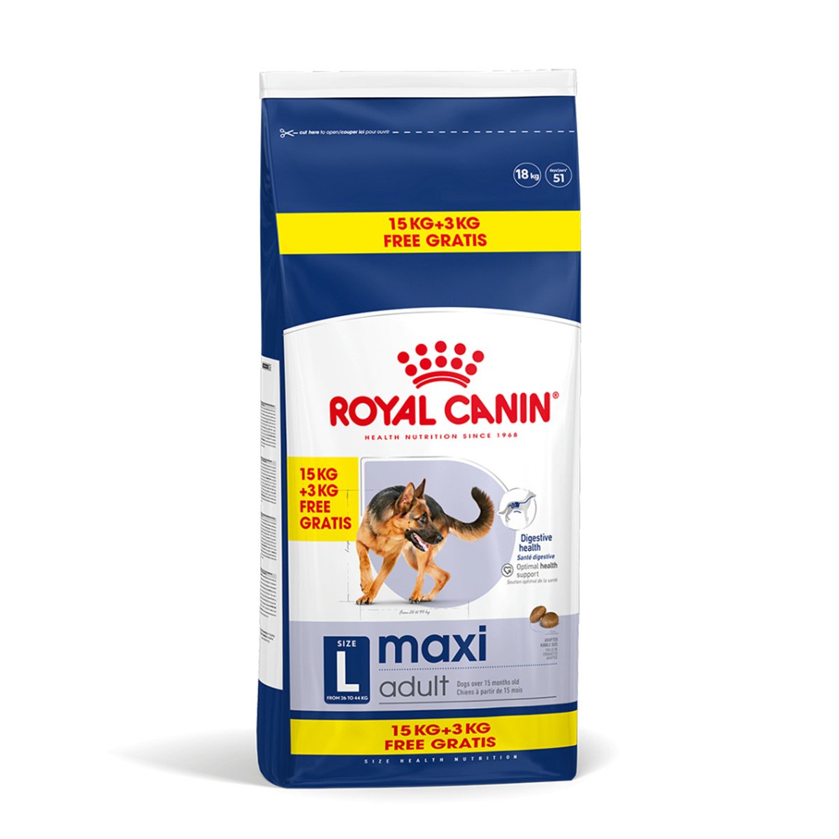 ROYAL CANIN MAXI Adult suché krmivo pro velké psy 15kg + 3 kg zdarma