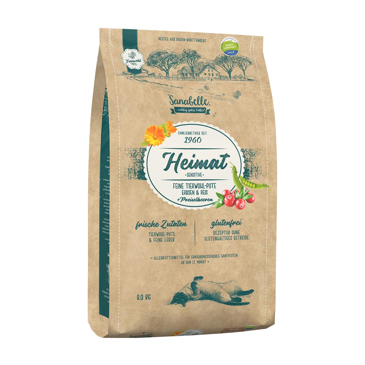 Sanabelle Heimat Sensitive krůtí maso z volného chovu 2 × 8 kg