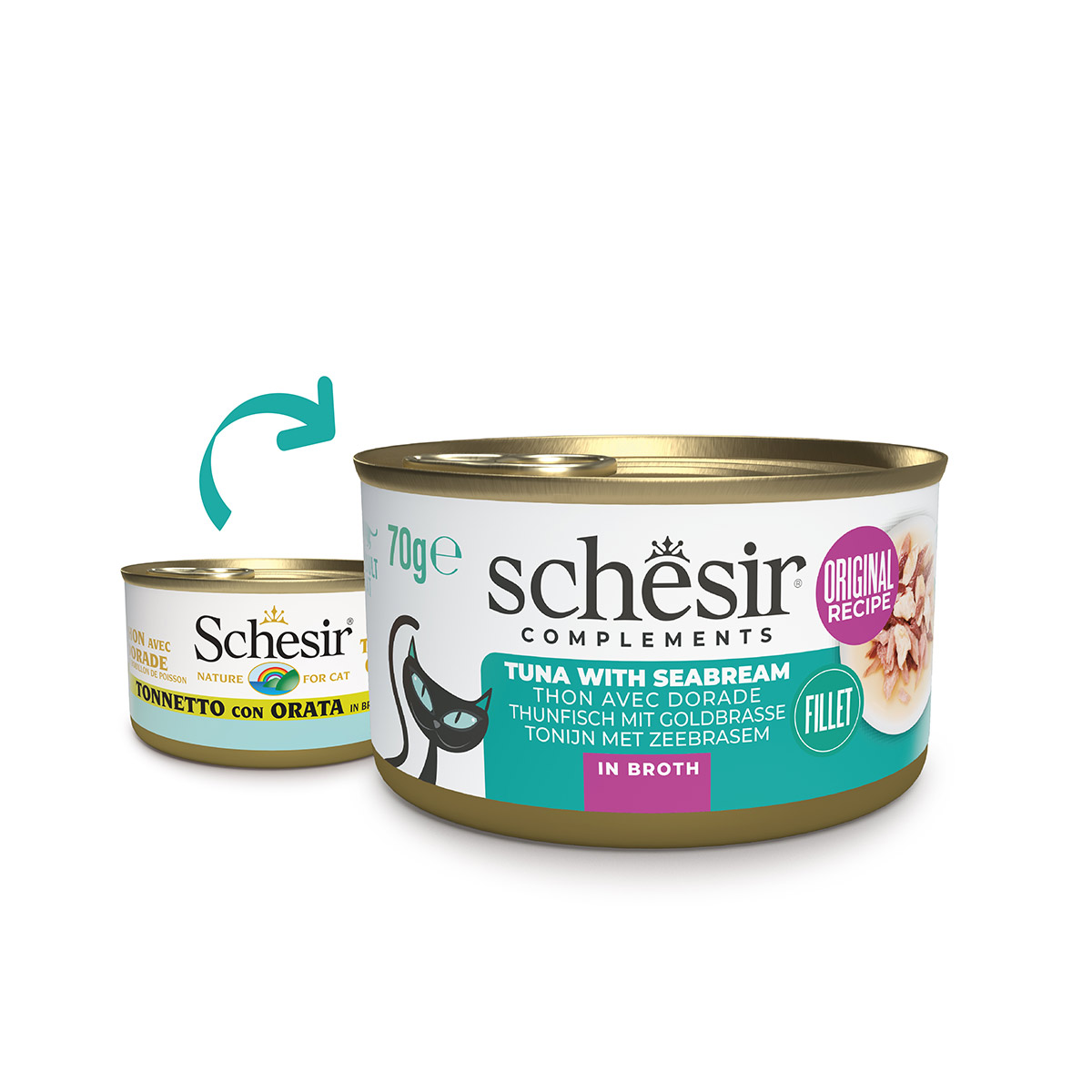 Schesir Cat Thunfisch mit Goldbrasse in Brühe