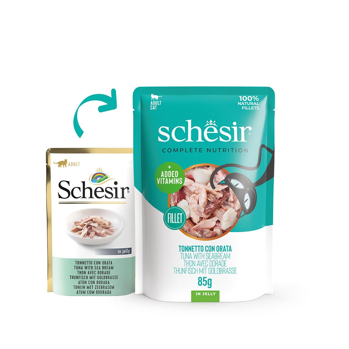 Schesir Cat Complete Thunfisch mit Goldbrasse in Jelly