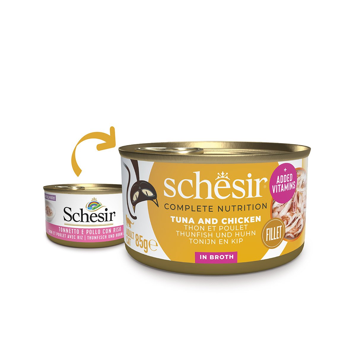 Schesir Cat Complete Thunfisch mit Huhn in Brühe