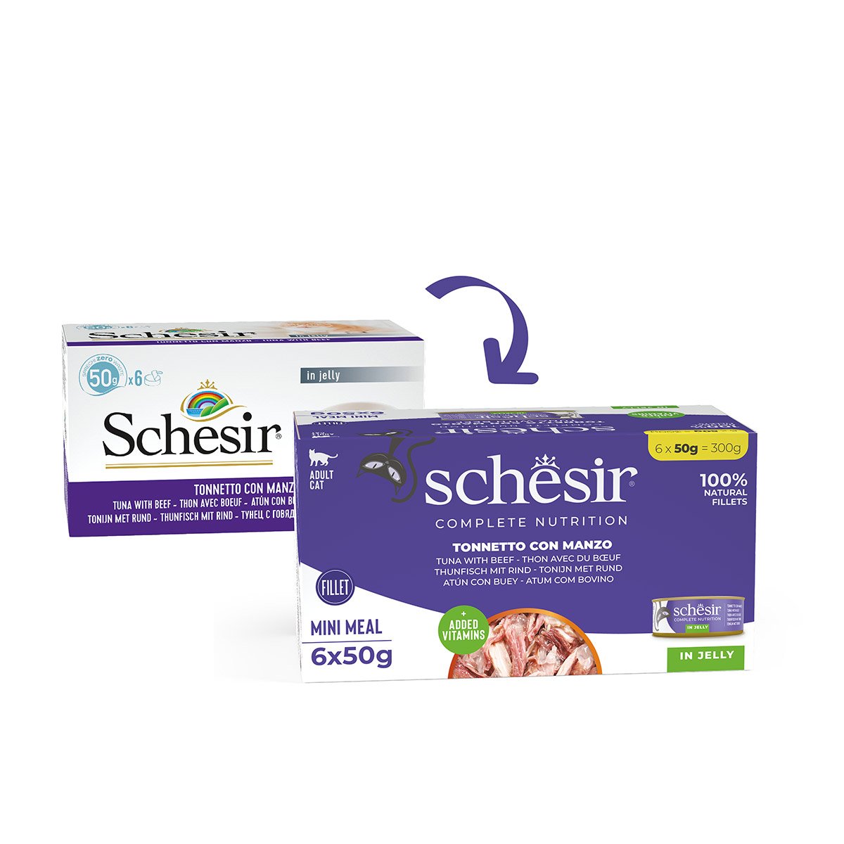 Schesir Cat Complete Thunfisch mit Rind in Jelly 6x50 g