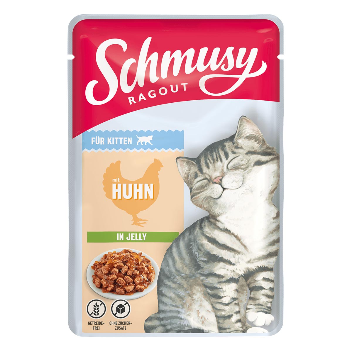 Schmusy ragú pro koťata s kuřecím masem v želé 22 × 100 g