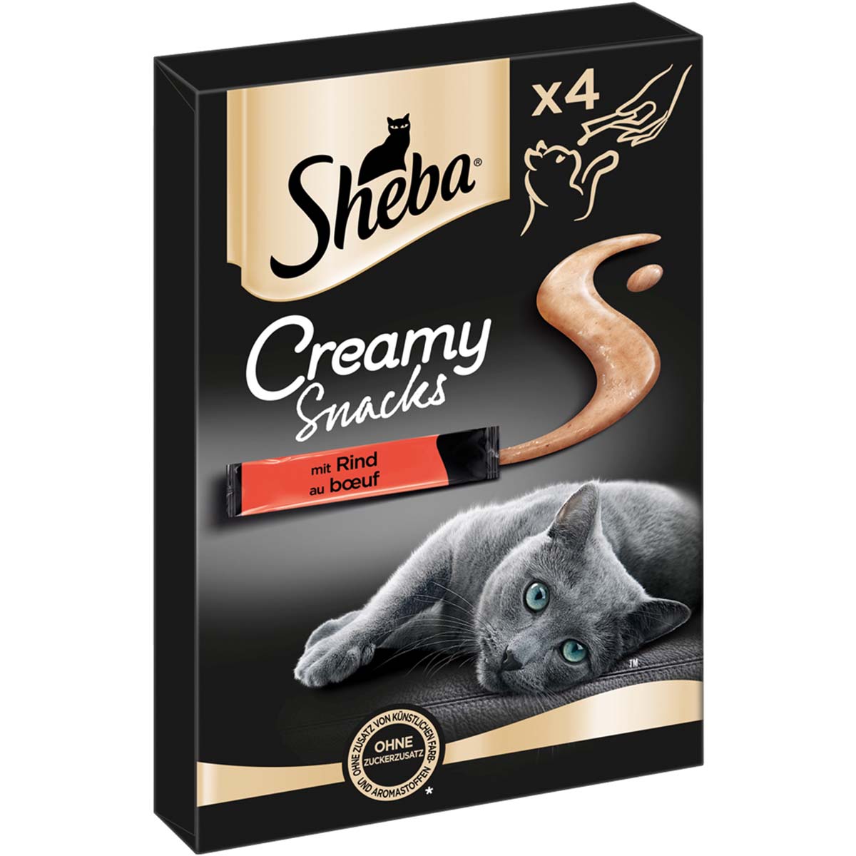 Levně SHEBA® Creamy Snacks s hovězím masem 8×12 g