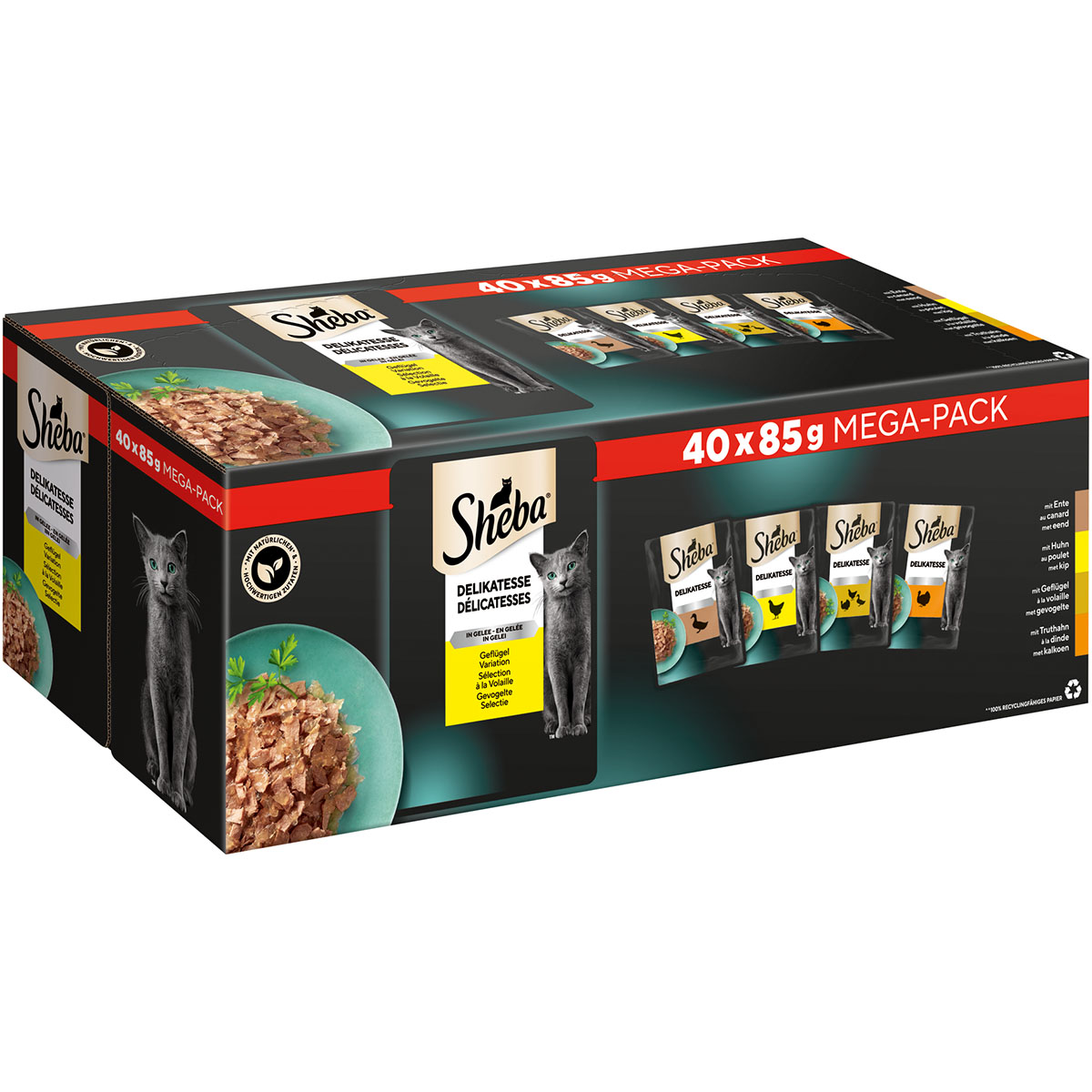 Sheba Delikatessen in Gelee Geflügel Variation Multipack 40x85g