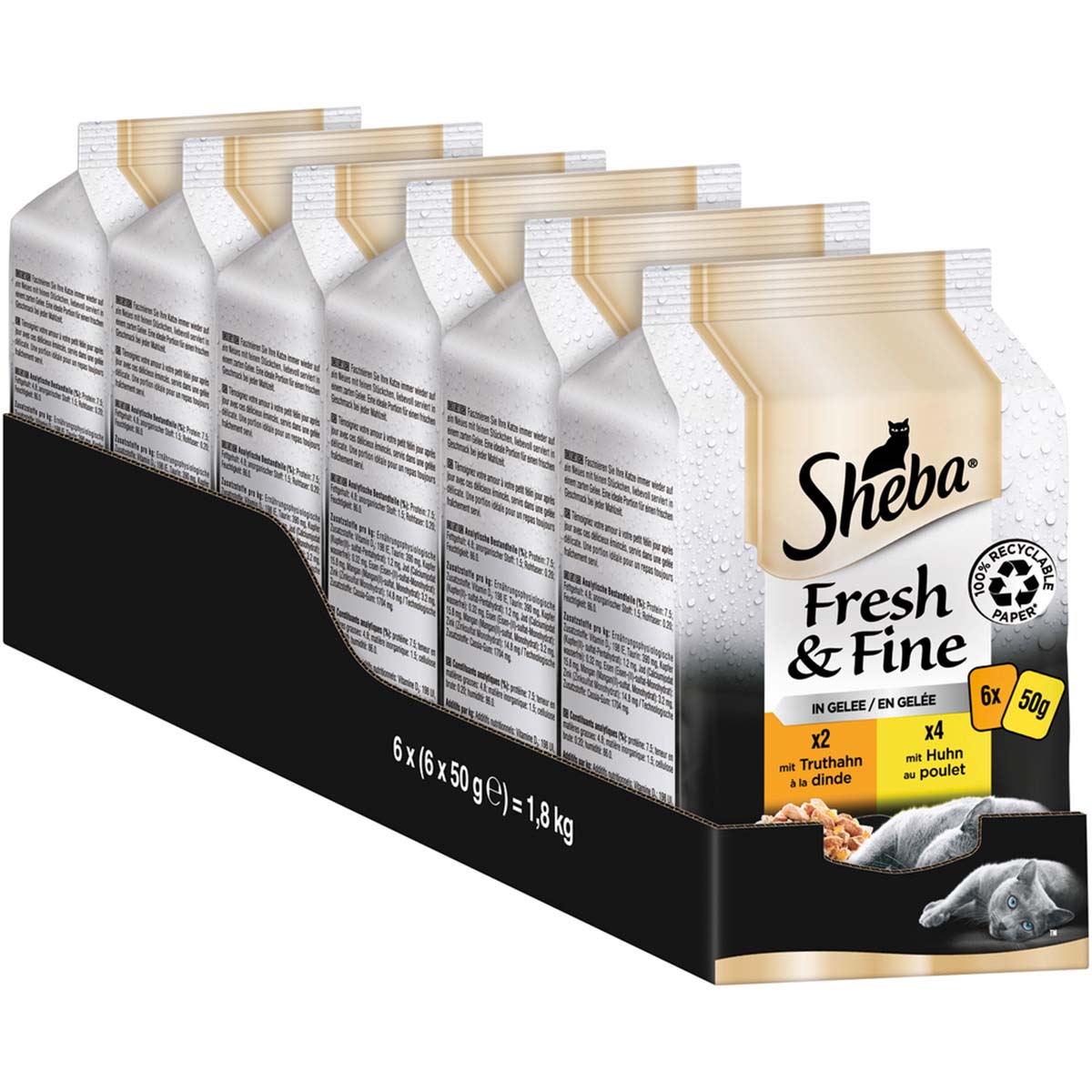 Sheba Fresh & Fine in Gelee mit Truhahn & Huhn 36x50g