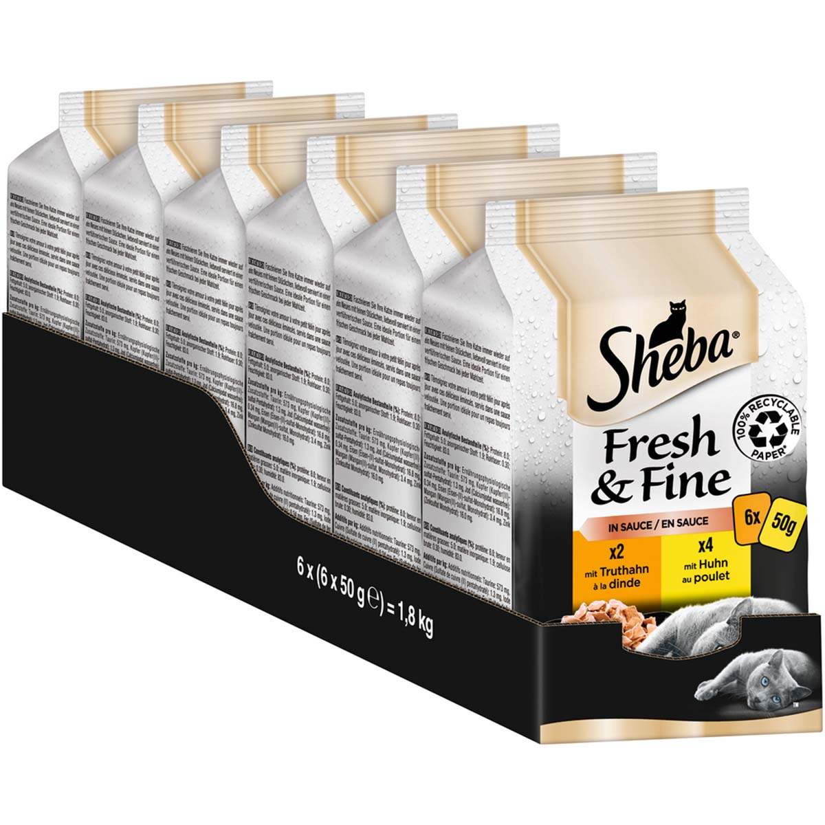 Sheba Fresh & Fine in Sauce mit Huhn & Truthahn 36x50g