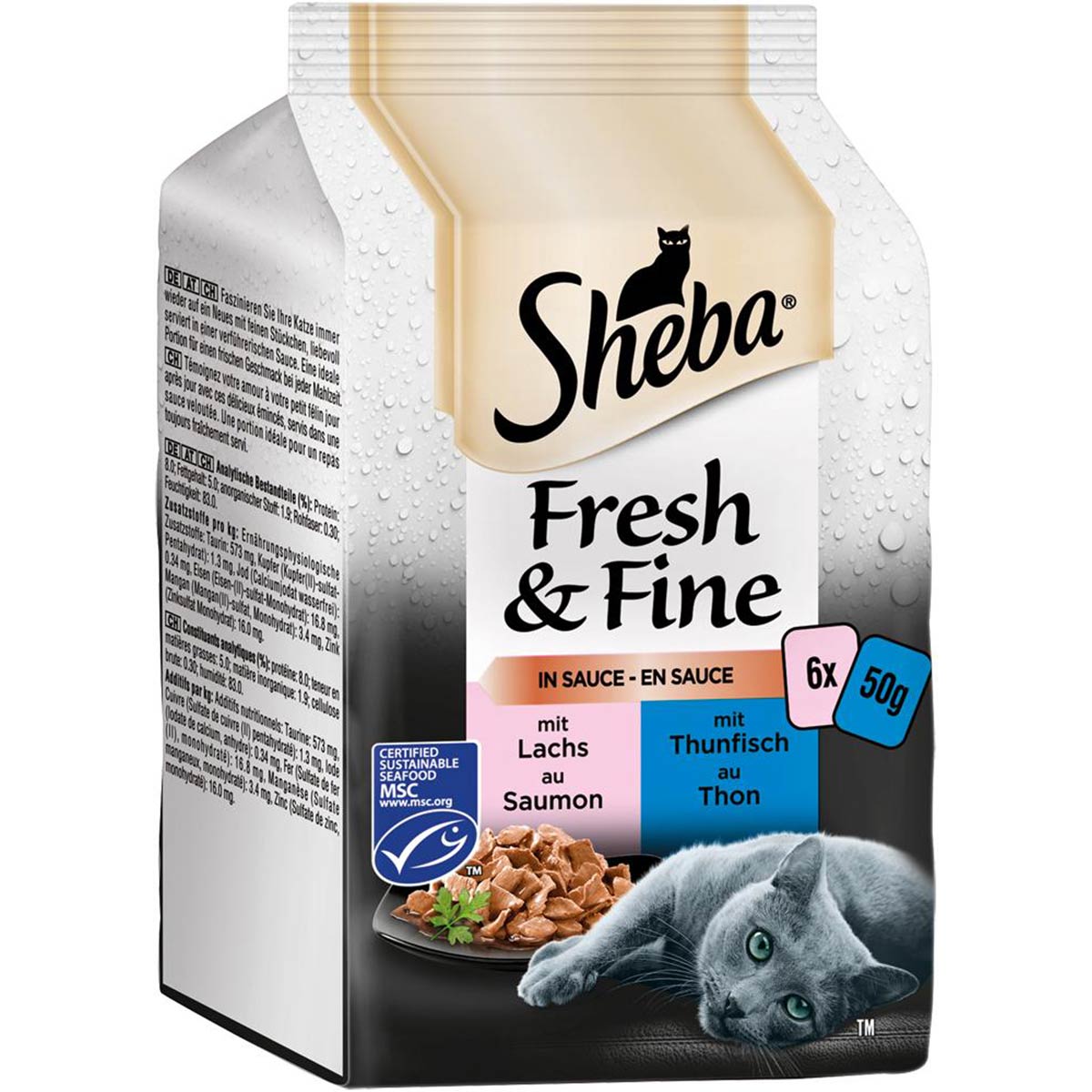 Sheba Fresh & Fine v omáčce s lososem a tuňákem 72 × 50 g