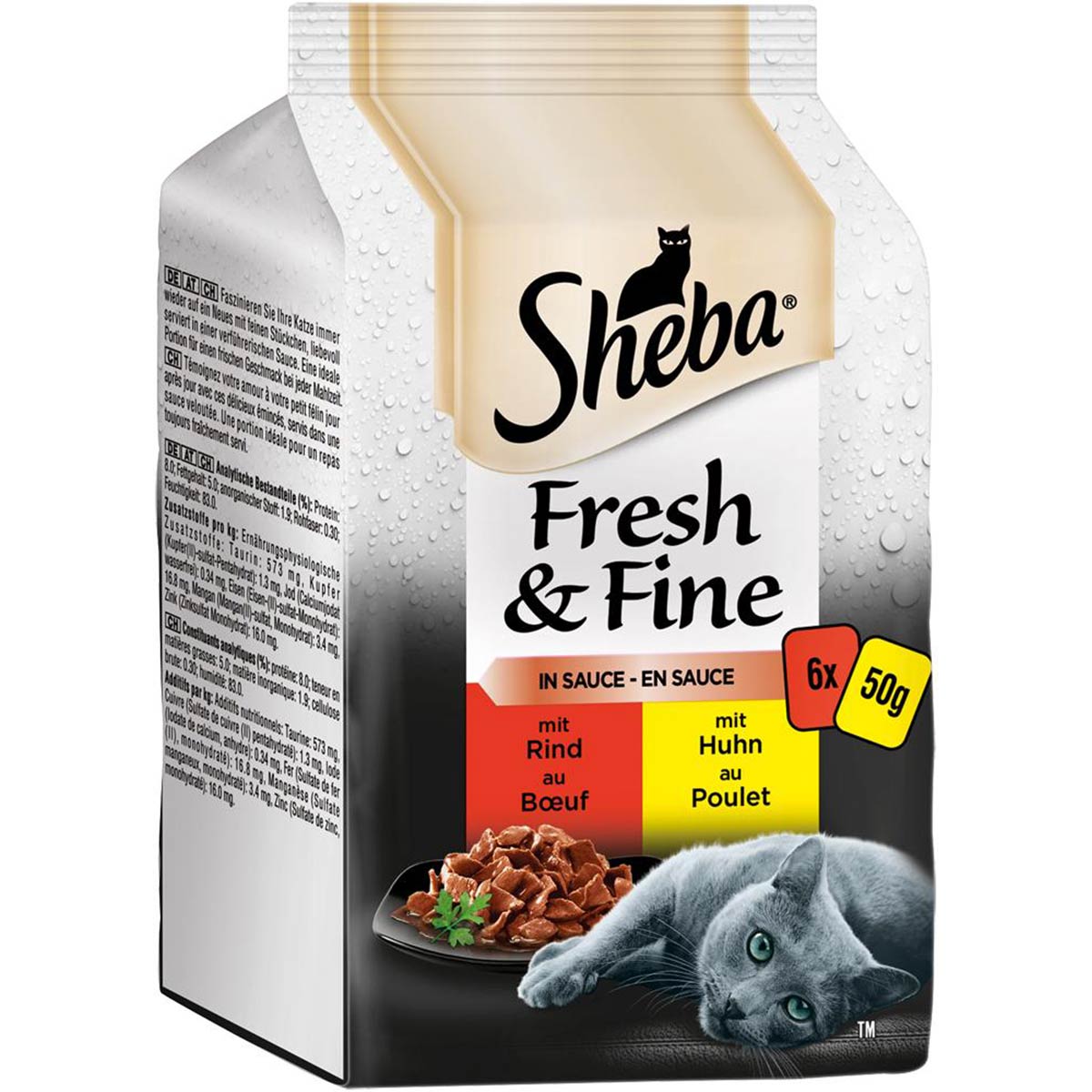 Sheba Fresh & Fine v omáčce s hovězím a kuřecím masem 6× 50 g