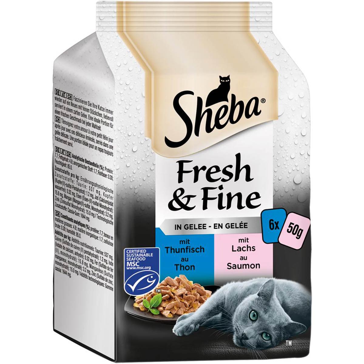 Sheba Fresh & Fine tuňák a losos v želé 72 × 50 g