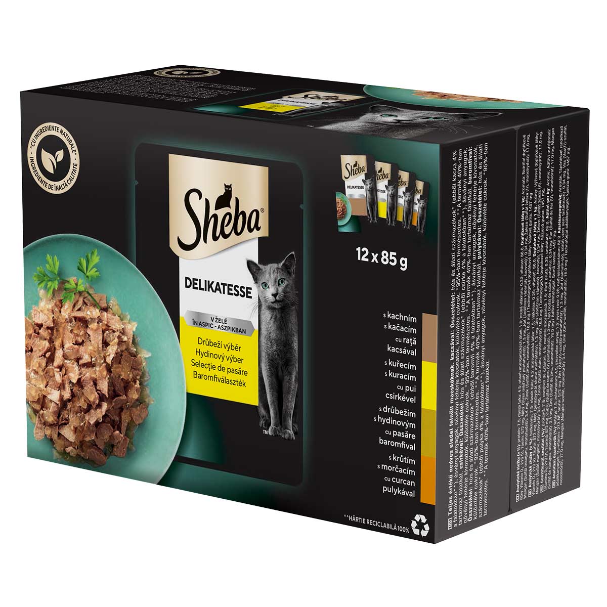Sheba kapsičky drůbeží výběr v želé pro dospělé kočky 48 x 85 g