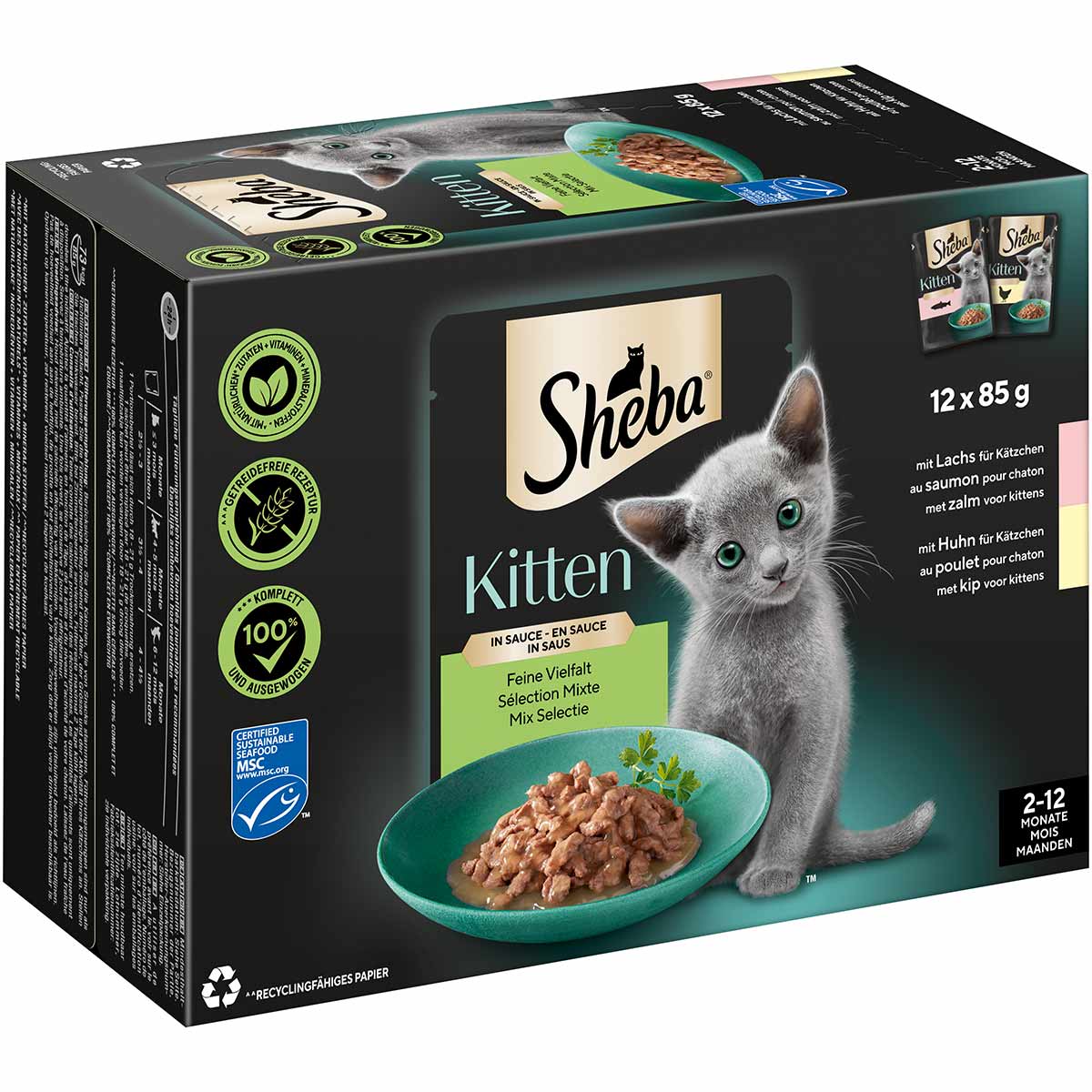 Sheba Multipack Kitten v omáčce Feine Vielfalt, 12 × 85 g