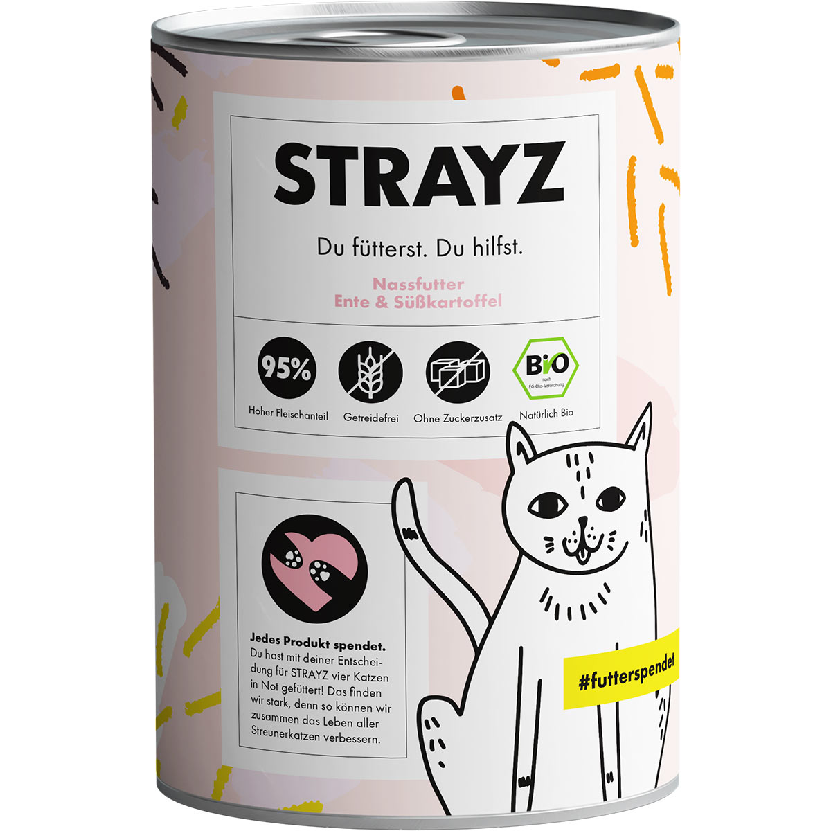 Levně STRAYZ Bio kachna a batáty 6 × 400 g