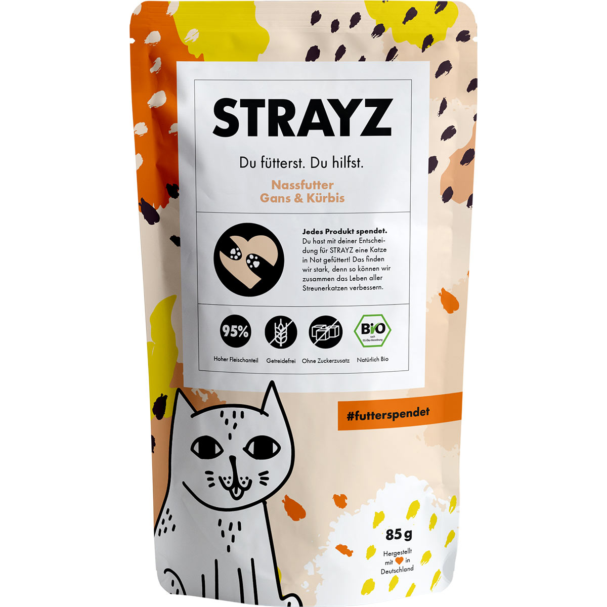 Levně STRAYZ Bio husa a dýně 14 × 85 g