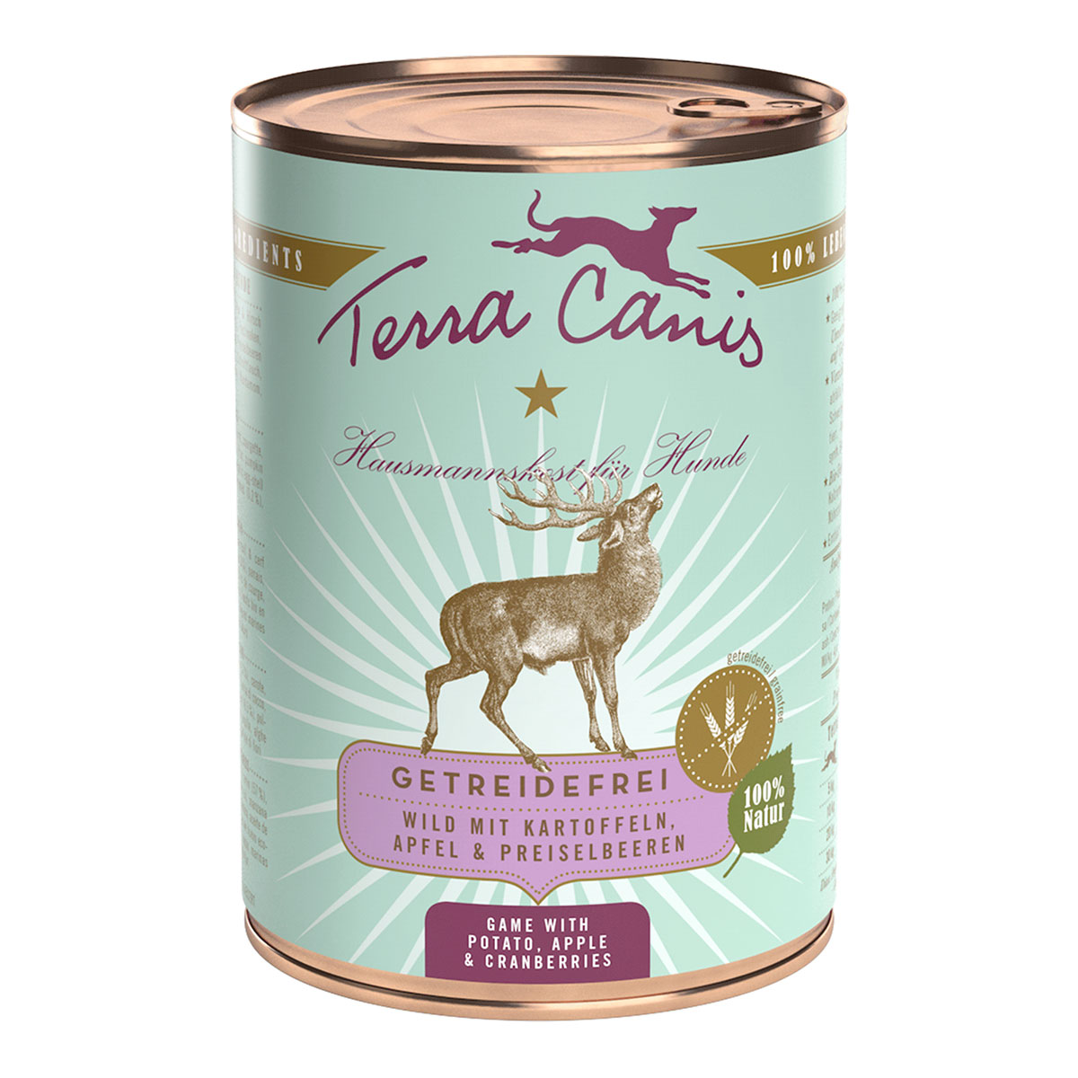 Terra Canis bez obilovin se zvěřinou, bramborami, jablkem a brusinkami 12 × 400 g