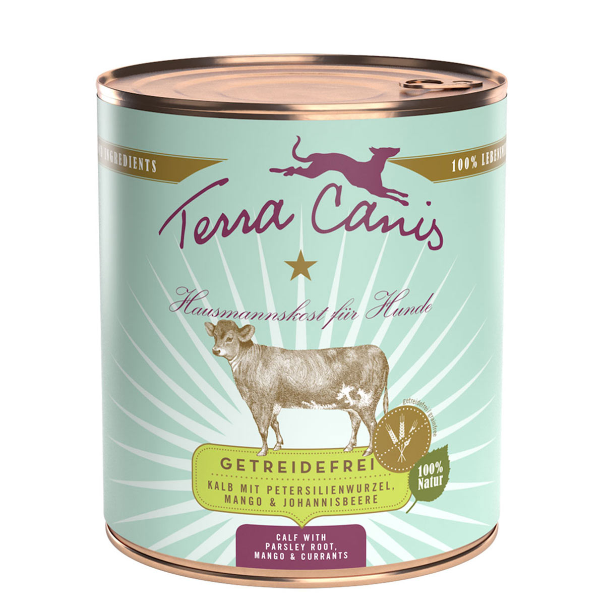 Terra Canis bez obilovin, telecí maso s kořenovou petrželí, mangem a černým rybízem 6 × 800 g