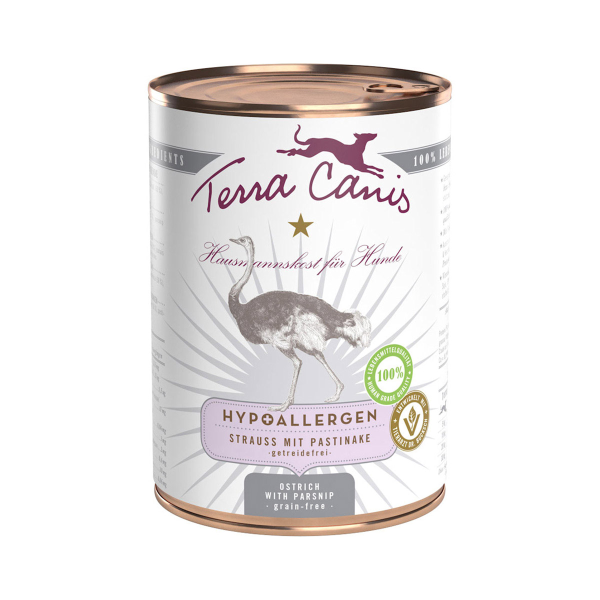 Terra Canis HYPOALLERGEN – pštrosí maso s pastiňákem, bez přídavku obilovin 12 × 400 g