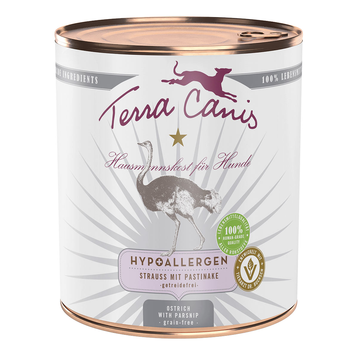 Levně Terra Canis HYPOALLERGEN – pštrosí maso s pastiňákem, bez přídavku obilovin 6 × 800 g