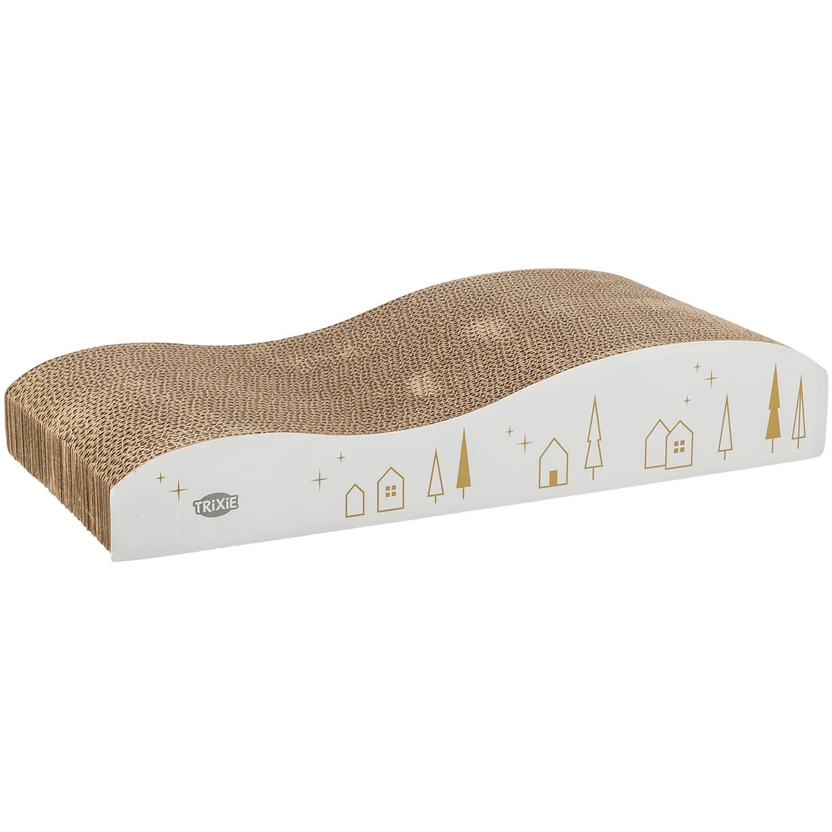TRIXIE Xmas Kratzpappe, 43,5 × 8 × 20cm, weiß/gold