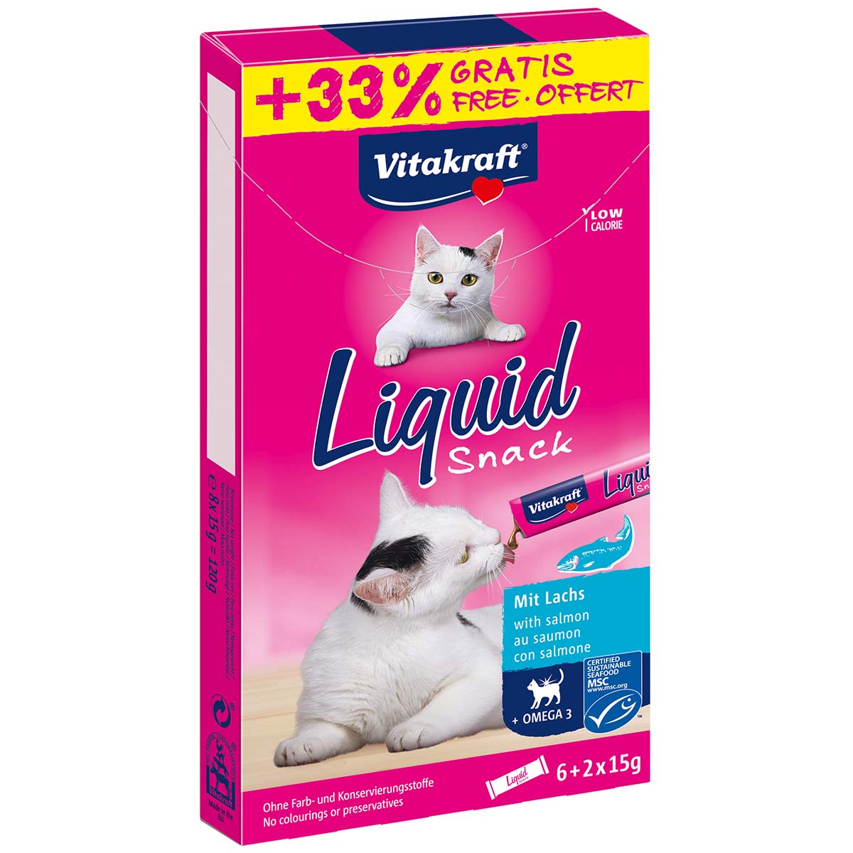 Vitakraft Cat liquid Snack Lachs + 33% 6+2x15g