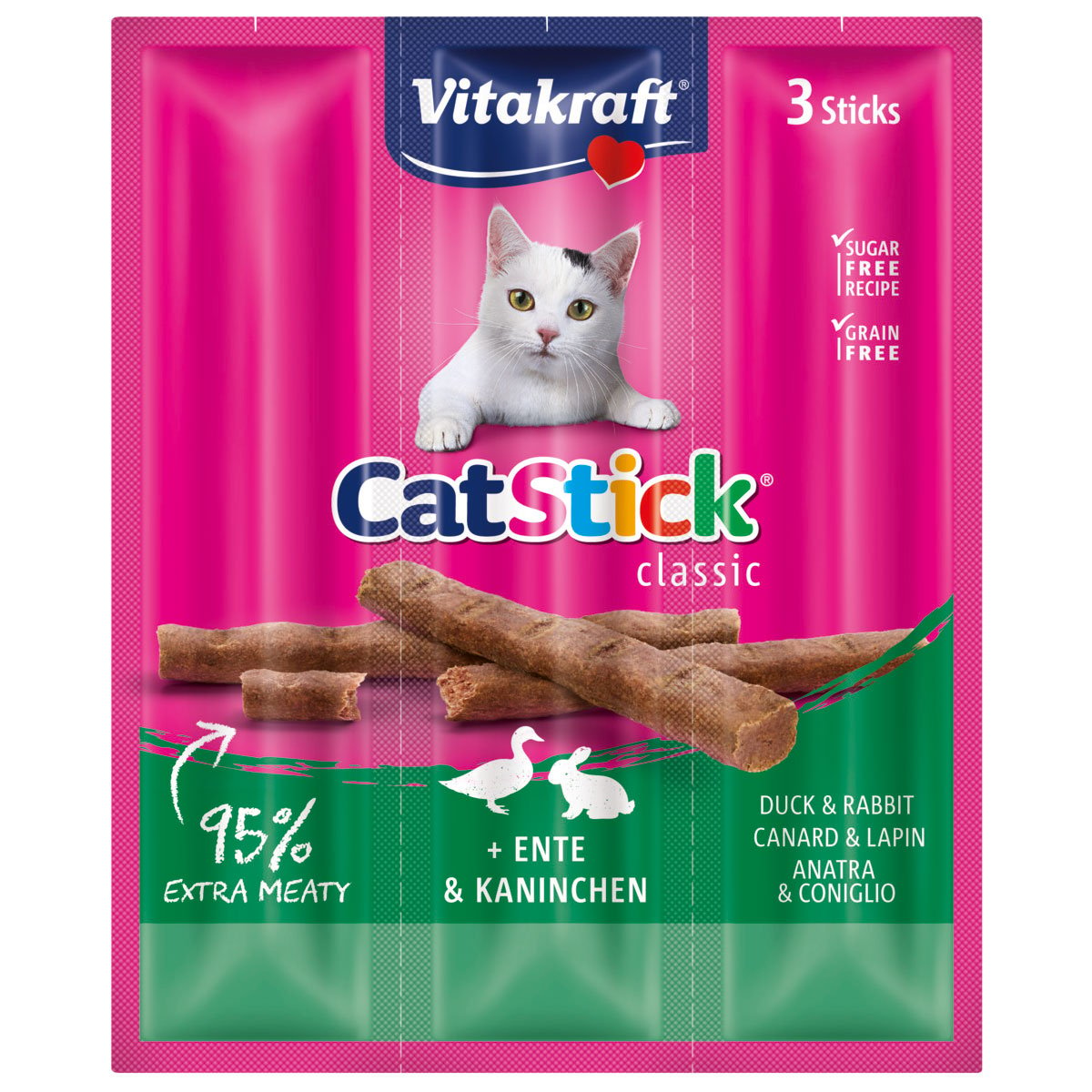 Vitakraft Cat-Stick mini Ente & Kaninchen 10×3 Stück