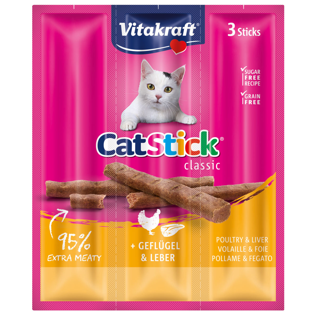 Levně Vitakraft Cat-Stick mini s drůbežím masem a játry 10× 3 ks