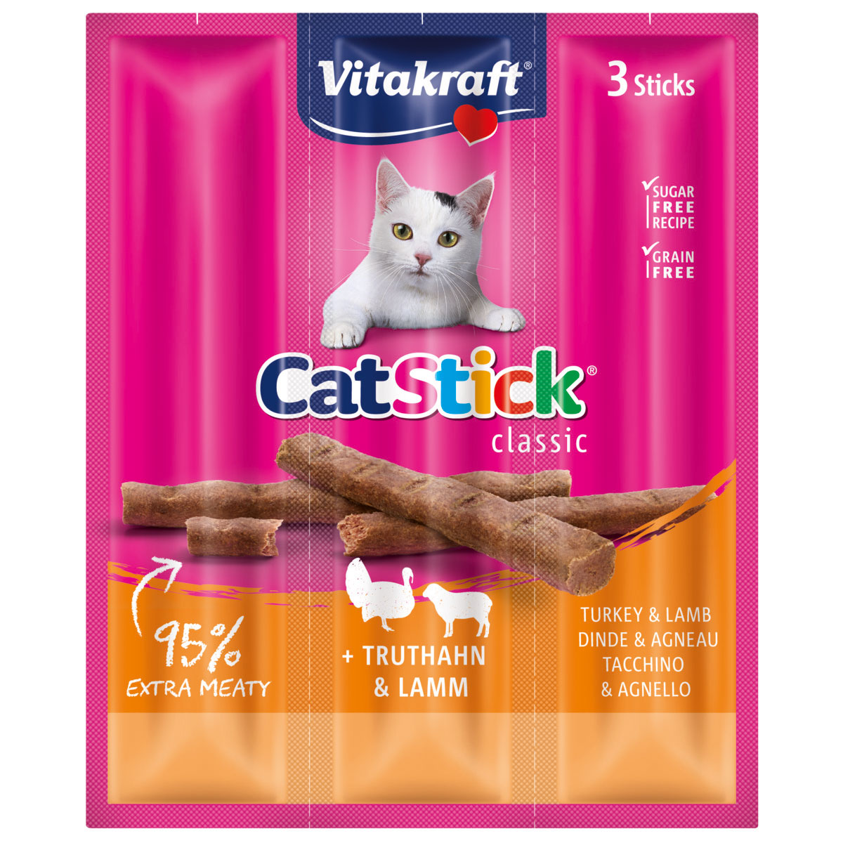 Vitakraft Cat tyčinka mini krocan a jehněčí 10× 3 ks
