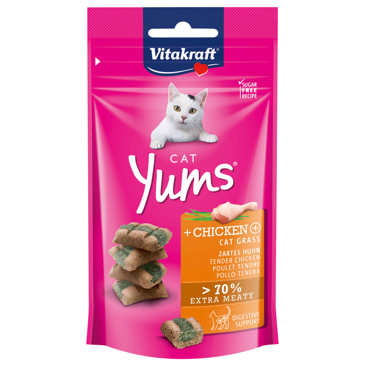 Levně Vitakraft Cat Yums kuřecí maso a kočičí tráva 3 × 40 g