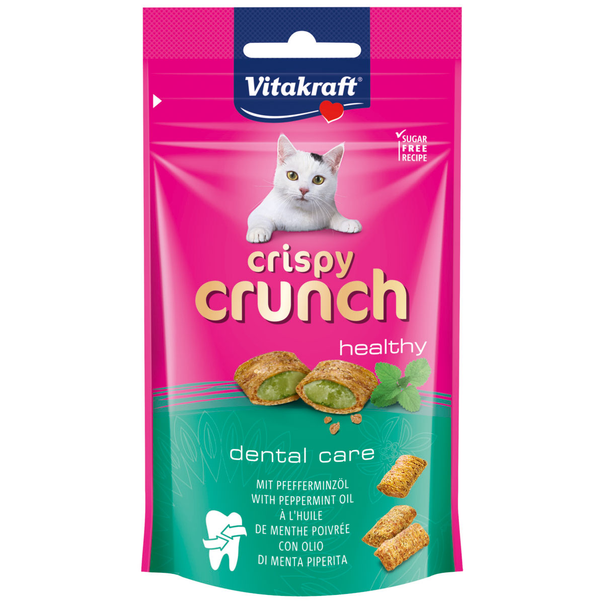 Vitakraft Katzensnack Crispy Crunch Dental mit Pfefferminzöl 8x60g
